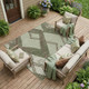 9' X 12' Olive Green And Beige Geometric Washable Indoor Outdoor Area Rug