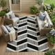 9' X 12' Black And Ivory Geometric Washable Indoor Outdoor Area Rug