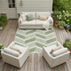 8' X 10' Fern Green And Green Geometric Washable Indoor Outdoor Area Rug