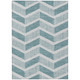 5' X 8' Teal Blue And Silver Geometric Washable Indoor Outdoor Area Rug