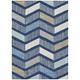 10' X 14' Navy Blue And Blue Geometric Washable Indoor Outdoor Area Rug