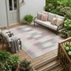 10' X 14' Pink And Linen Geometric Washable Indoor Outdoor Area Rug