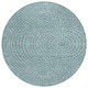 8' Teal Blue And Ivory Round Geometric Washable Indoor Outdoor Area Rug
