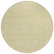 8' Wheat And Ivory Round Geometric Washable Indoor Outdoor Area Rug