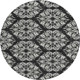 8' Black And Ivory Round Damask Washable Indoor Outdoor Area Rug