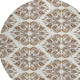 8' Brown And Ivory Round Damask Washable Indoor Outdoor Area Rug