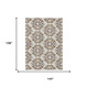 9' X 12' Brown And Ivory Damask Washable Indoor Outdoor Area Rug