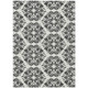 3' X 5' Ivory And Black Damask Washable Indoor Outdoor Area Rug
