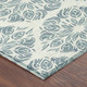 3' X 5' Teal Blue And Ivory Damask Washable Indoor Outdoor Area Rug