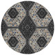 8' Charcoal And Gray Round Tribal Washable Indoor Outdoor Area Rug