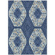 3' X 5' Navy Blue And Sky Blue Tribal Washable Indoor Outdoor Area Rug