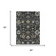 5' X 8' Black And Gray Floral Medallion Washable Indoor Outdoor Area Rug