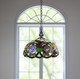 Red And White Unique Statement Two Light Glass Dimmable Chandelier With Red And White Shades