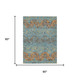 5' X 8' Teal Blue And Wheat Abstract Washable Indoor Outdoor Area Rug