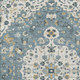 5' X 8' Ivory And Denim Blue Floral Medallion Washable Indoor Outdoor Area Rug