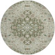 8' Olive Green And Sage Round Floral Medallion Washable Indoor Outdoor Area Rug