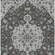 5' X 8' Silver And Charcoal Floral Medallion Washable Indoor Outdoor Area Rug