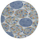 8' Denim Blue And Silver Round Floral Washable Indoor Outdoor Area Rug