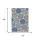 9' X 12' Denim Blue And Silver Floral Washable Indoor Outdoor Area Rug