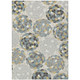 9' X 12' Ivory And Beige Floral Washable Indoor Outdoor Area Rug
