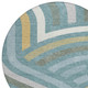 8' Teal Blue And Gold Round Abstract Washable Indoor Outdoor Area Rug