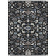8' X 10' Black And Charcoal Floral Medallion Washable Indoor Outdoor Area Rug