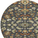 8' Charcoal And Black Round Floral Medallion Washable Indoor Outdoor Area Rug