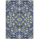9' X 12' Navy Blue And Wheat Floral Medallion Washable Indoor Outdoor Area Rug