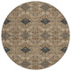 8' Copper And Green Round Geometric Washable Indoor Outdoor Area Rug