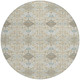 8' Ivory And Copper Round Geometric Washable Indoor Outdoor Area Rug