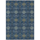 3' X 5' Navy Blue And Gold Geometric Washable Indoor Outdoor Area Rug