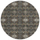8' Black And Charcoal Round Geometric Washable Indoor Outdoor Area Rug