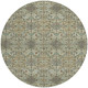 8' Green And Teal Blue Round Geometric Washable Indoor Outdoor Area Rug