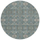 8' Teal Blue And Ivory Round Geometric Washable Indoor Outdoor Area Rug