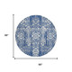 8' Navy Blue And Blue Round Damask Washable Indoor Outdoor Area Rug