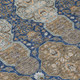 8' Navy Blue And Gray Round Floral Washable Indoor Outdoor Area Rug