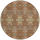8' Orange And Copper Round Floral Washable Indoor Outdoor Area Rug