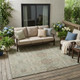 5' X 8' Sage And Green Floral Washable Indoor Outdoor Area Rug