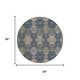 8' Navy Blue And Gray Round Floral Washable Indoor Outdoor Area Rug