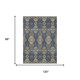 8' X 10' Navy Blue And Gray Floral Washable Indoor Outdoor Area Rug