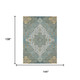 9' X 12' Teal Blue And Sky Blue Medallion Washable Indoor Outdoor Area Rug