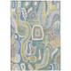 3' X 5' Teal Blue And Blue Abstract Washable Indoor Outdoor Area Rug