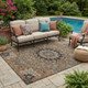 5' X 8' Chocolate And Black Floral Medallion Washable Indoor Outdoor Area Rug