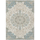 3' X 5' Ivory And Gray Floral Medallion Washable Indoor Outdoor Area Rug