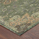 3' X 5' Olive Green And Chocolate Floral Medallion Washable Indoor Outdoor Area Rug
