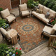 9' X 12' Orange And Charcoal Floral Medallion Washable Indoor Outdoor Area Rug