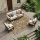 8' X 10' Chocolate And Brown Floral Medallion Washable Indoor Outdoor Area Rug
