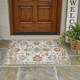 3' X 5' Linen And Ivory Floral Medallion Washable Indoor Outdoor Area Rug