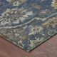 10' X 14' Navy Blue And Blue Floral Medallion Washable Indoor Outdoor Area Rug