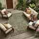 10' X 14' Olive Green And Green Floral Medallion Washable Indoor Outdoor Area Rug